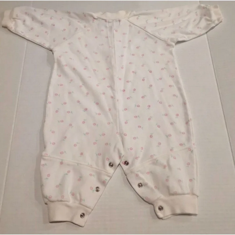 Vintage Mine Alone Basics Baby Bodysuit Pink Tulip Print Size 6 Months